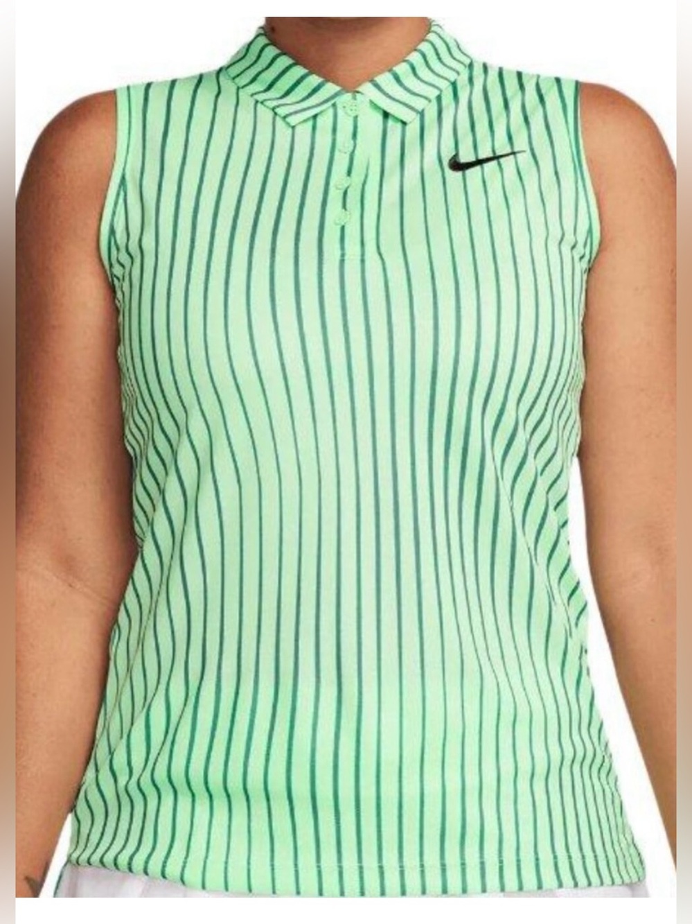 Nike Women’s Sleeveless Golf Polo Tank - Mint Green Striped